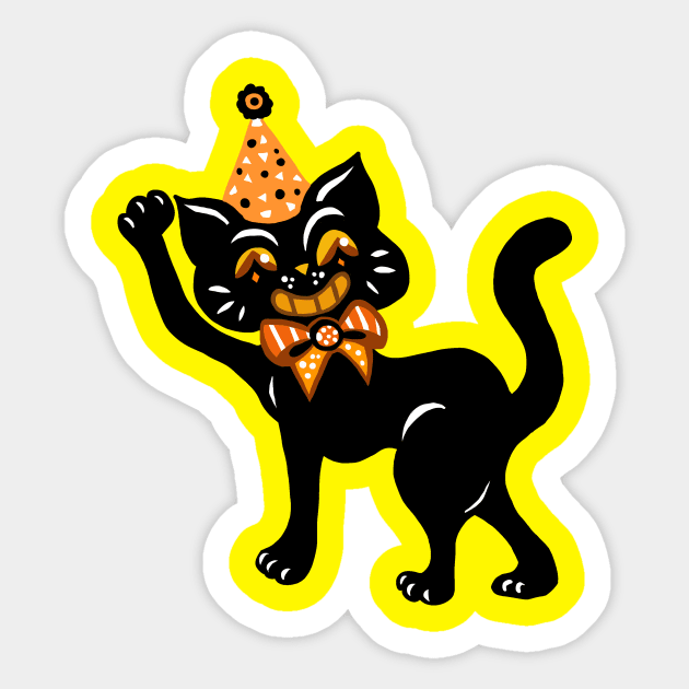 Cute Smiling Black Halloween Cat Sticker by CatsandBats